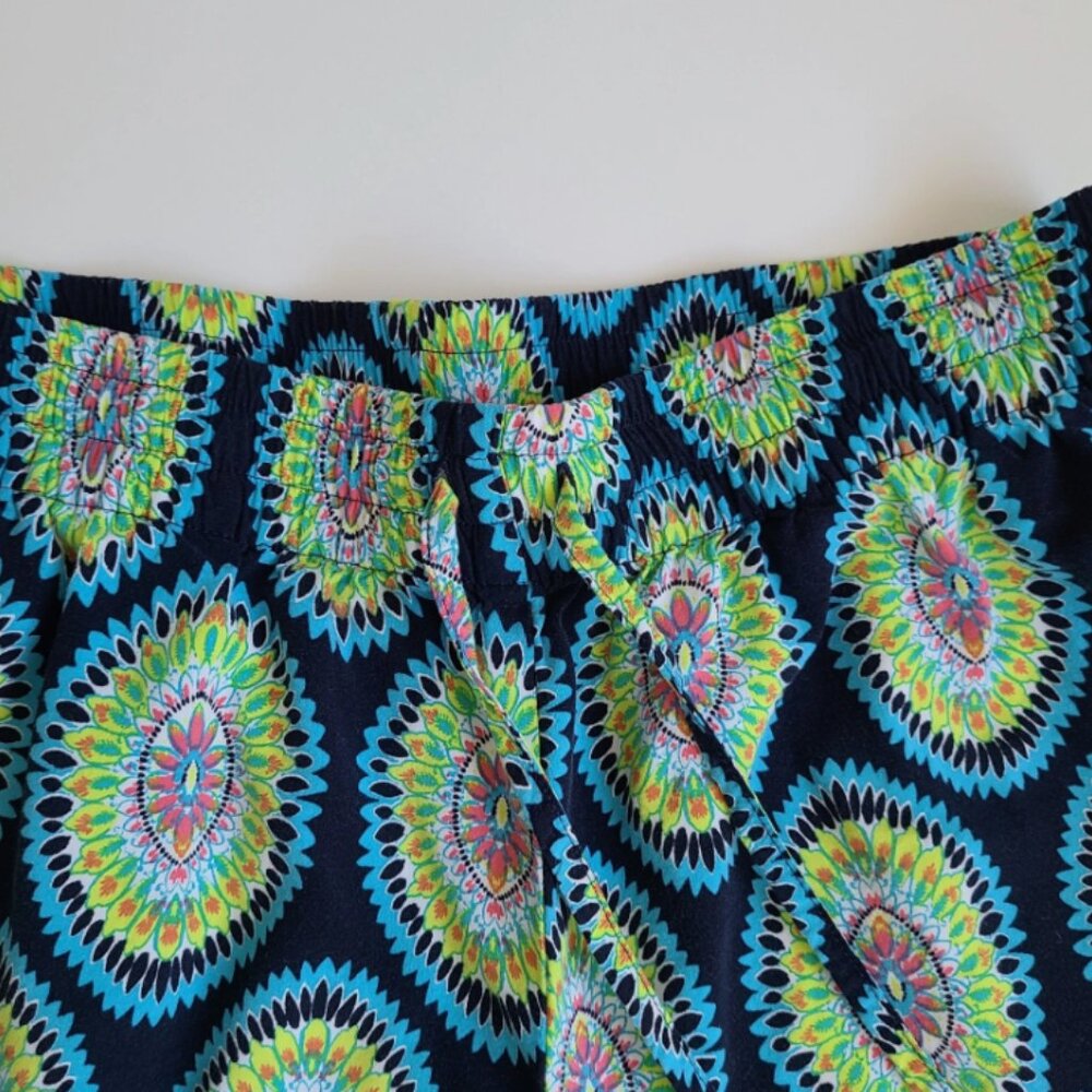 Crown & Ivy Pants S Green Blue Medallion Pull On Straight Boho Beachy Casual - Picture 4 of 9